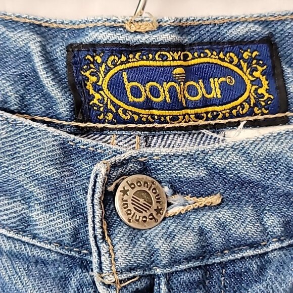 VTG Bonjour Petite High Waist Denim Mom Jeans Sz 26x25 Cut Away Button Fly READ - Picture 4 of 16
